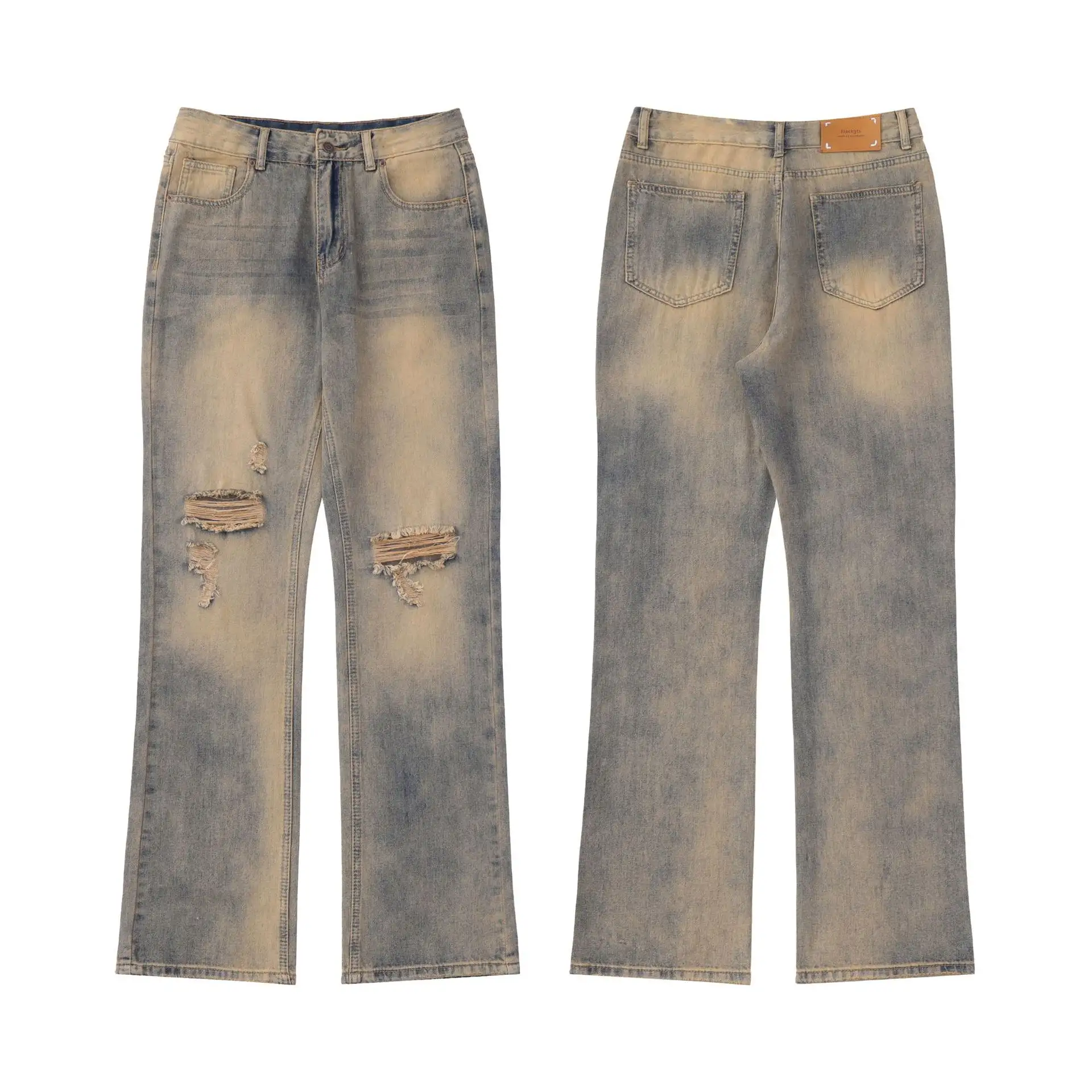 Autumn American Printing And Dyeing Straight Yellow Mud Jeans
