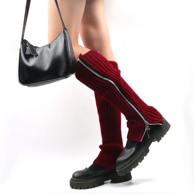 Woolen Yarn Socks Women's Knitted Slip on Wine Red - Shop at LoveMi