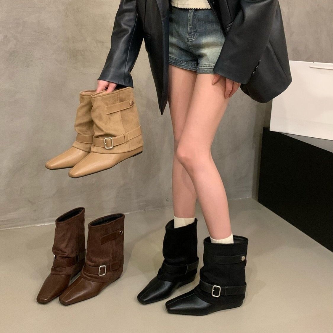 Retro-style Women's Brown Ankle Boots
