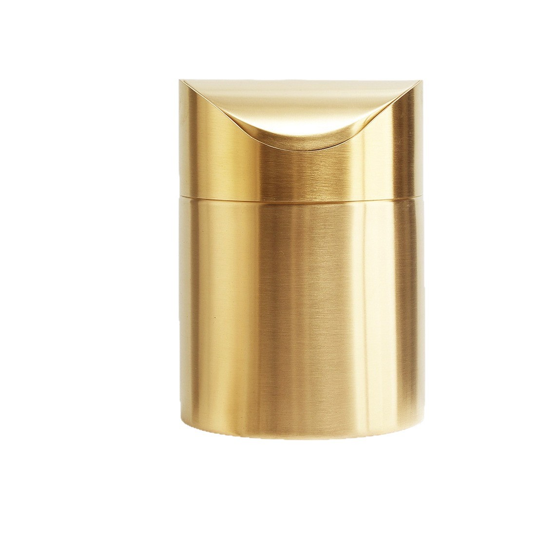 Golden Desktop Trash Can Creative Mini Trash Bin With Lid