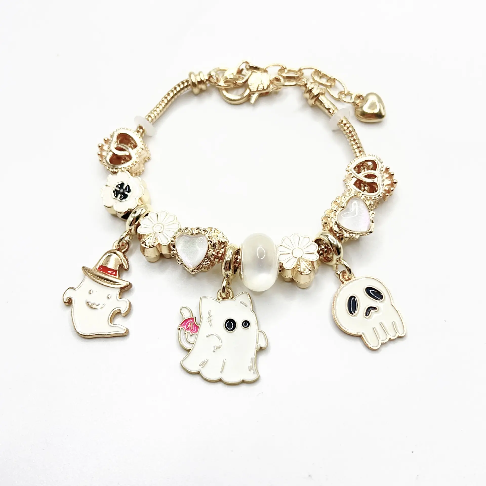 Halloween Ghost Pumpkin Oil-Dripping Beaded Bracelet