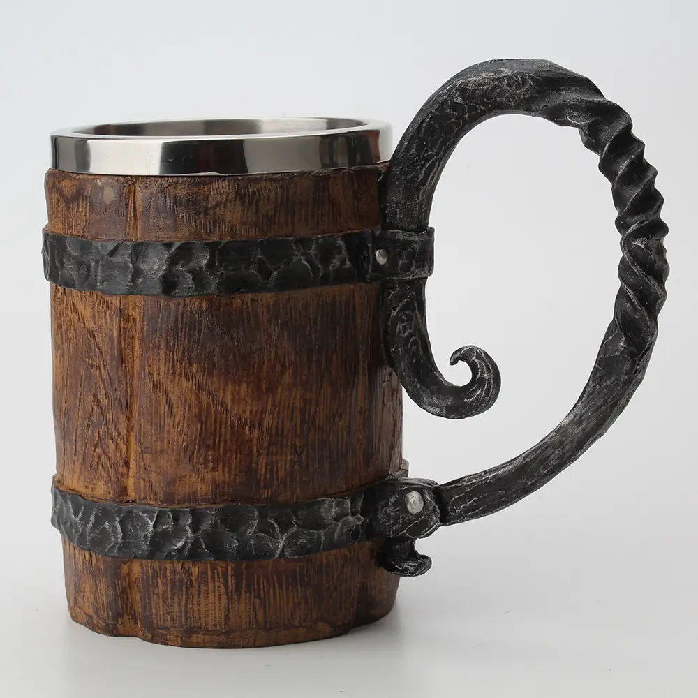 Large Capacity Simulation Wood Cup Beer Steins