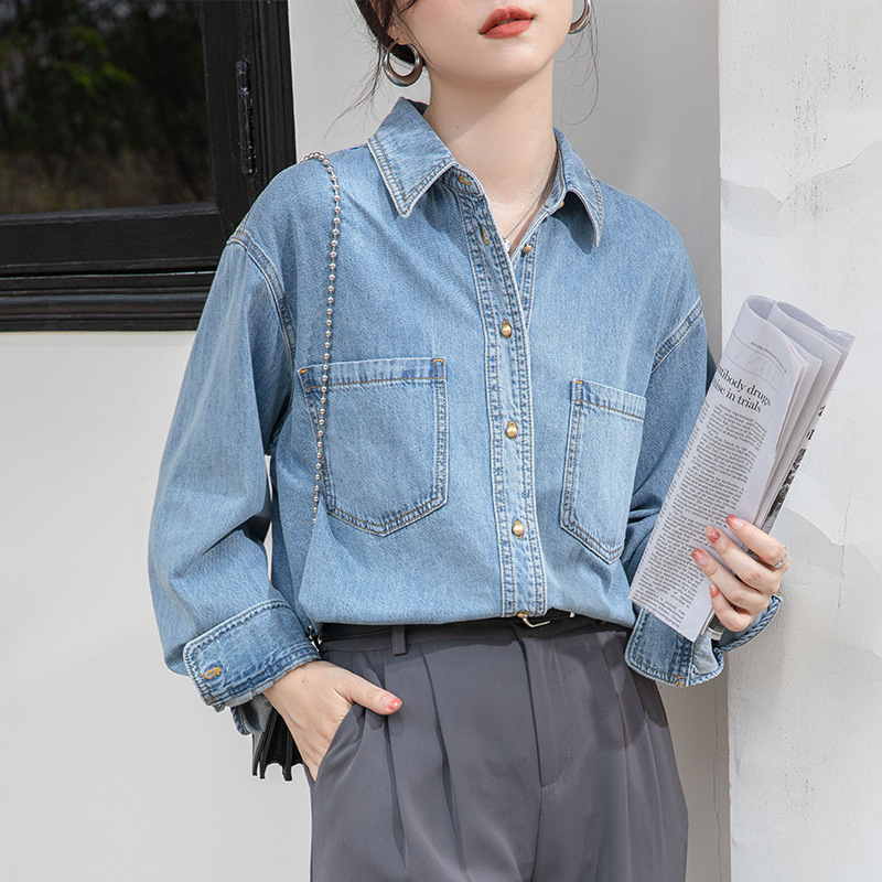 Real Shot Blue Denim Shirt For Women