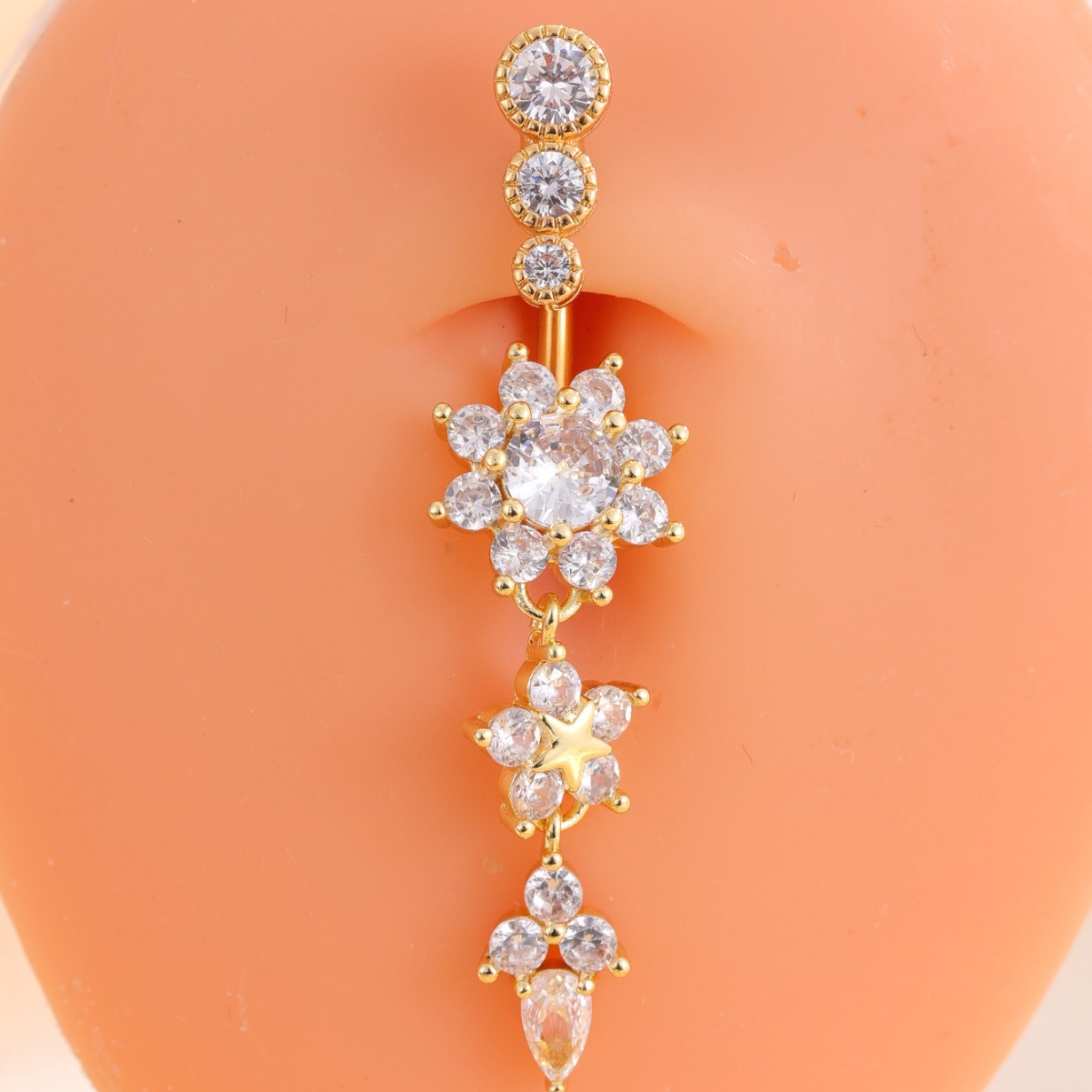 Round Zircon Navel Piercing Jewelry For Body Piercing