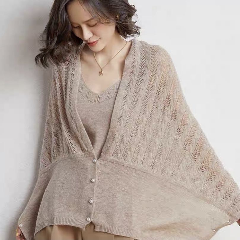 Womens Knitted Cardigan Shawl With Pearl Buttonskeeps You Warm And Doubles As A Scarf