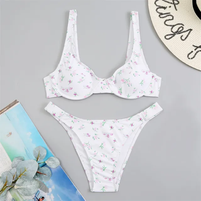 Bikini Floral Yellow Split Swimsuit Floral - Shop at LoveMi