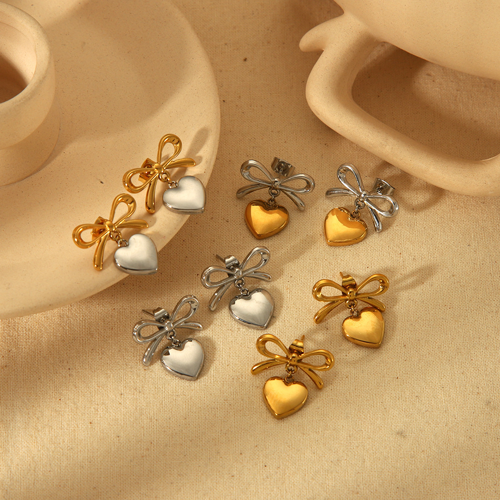 Stylish Heart-Shaped Stainless Steel Earrings For Women