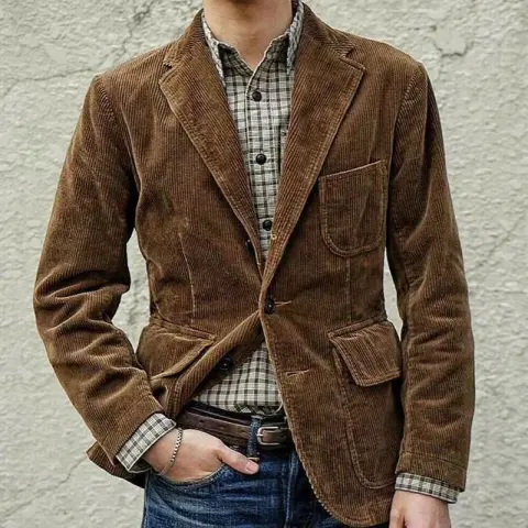 Corduroy Jacket Winter Solid Color Casual Blazer Fashion Warm