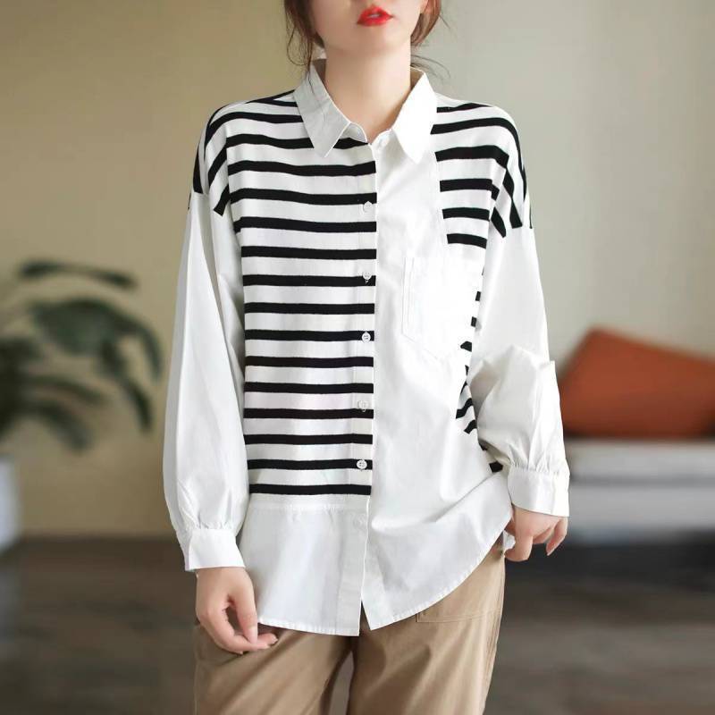 Artistic Patchwork Lightweight Cotton Casual Shirt