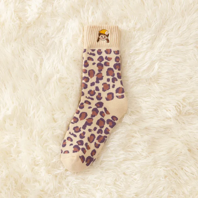 Autumn And Winter New Socks Women's Thickened Fleece lined Warm Leopard Print - Shop at LoveMi