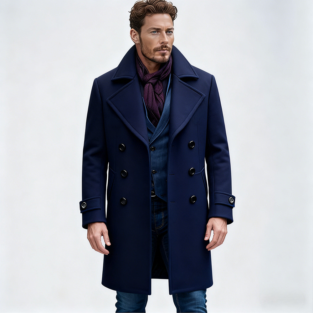 Cotton-padded Wool Coat Fashionable Lapel Wool Outerwear