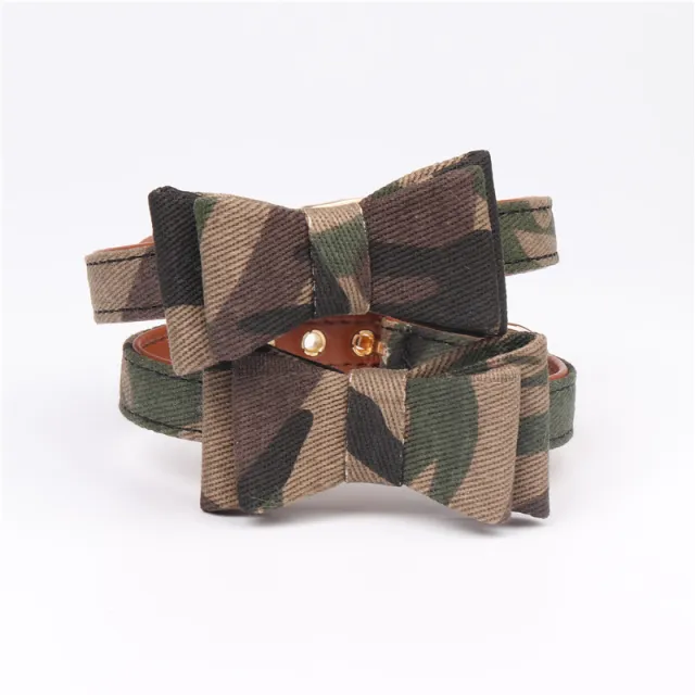 Camouflage Series Bowknot Pet Collar Green - Shop at LoveMi