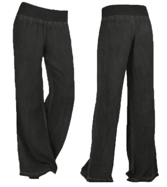 Women's Casual Denim Wide leg Pants Black - Shop at LoveMi