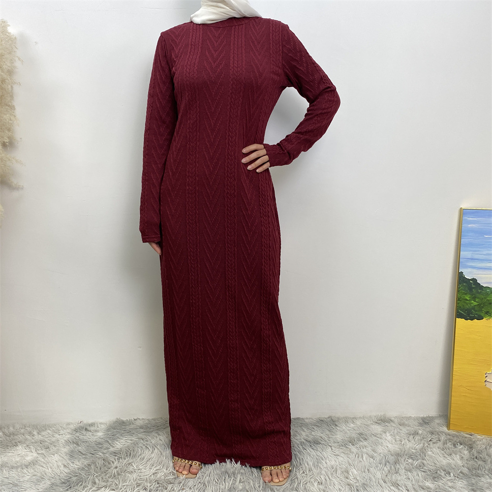 Solid Color Long Sleeve Sweater Base Dress