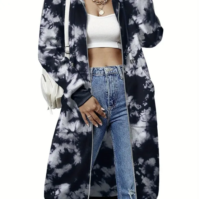 Women'S Casual Long Zip Hoodie Sweatshirt With Drawstring H Mixed Color - Shop at LoveMi
