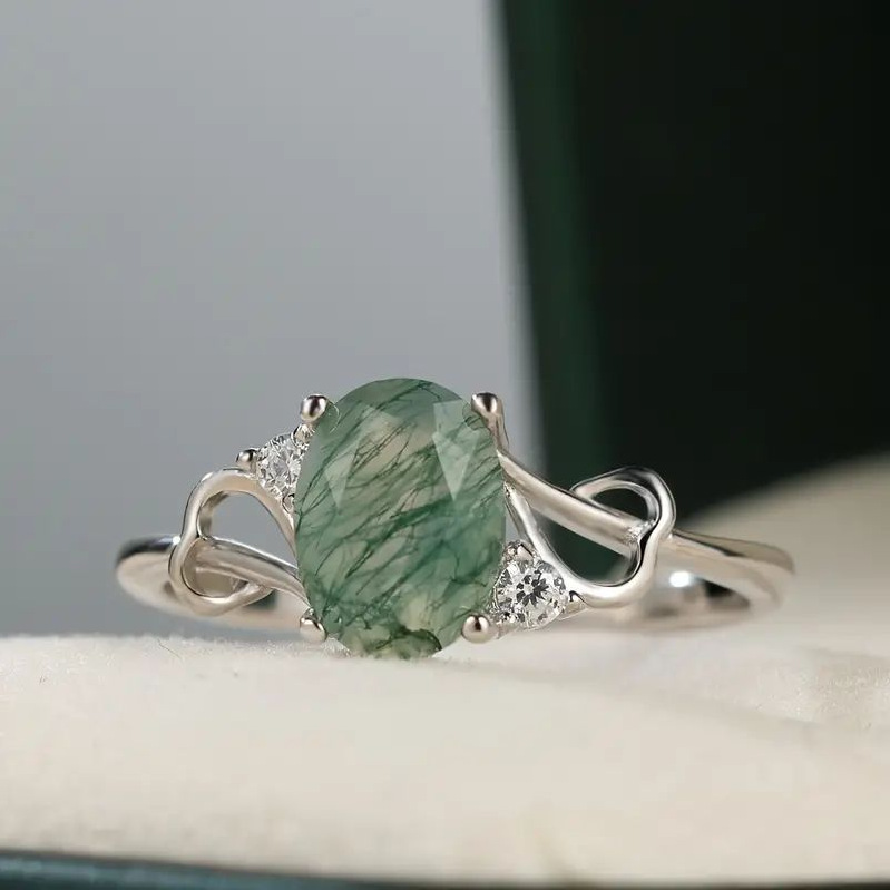 Agate Egg-shaped Daily Party Accessories Ring