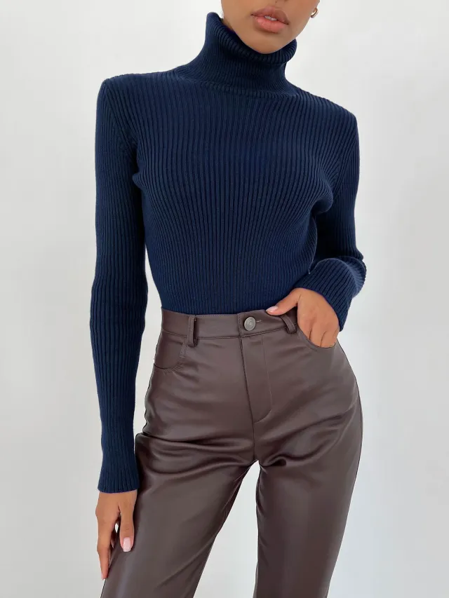 Turtleneck Sweaters Bottoming Shirt European And American Sapphire Blue - Shop at LoveMi