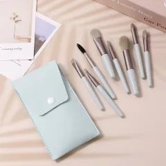 Macarons Mini Makeup Brushes Suit Portable Models Beauty Tools - 8 Dark Green Brushes With Bag - View 1