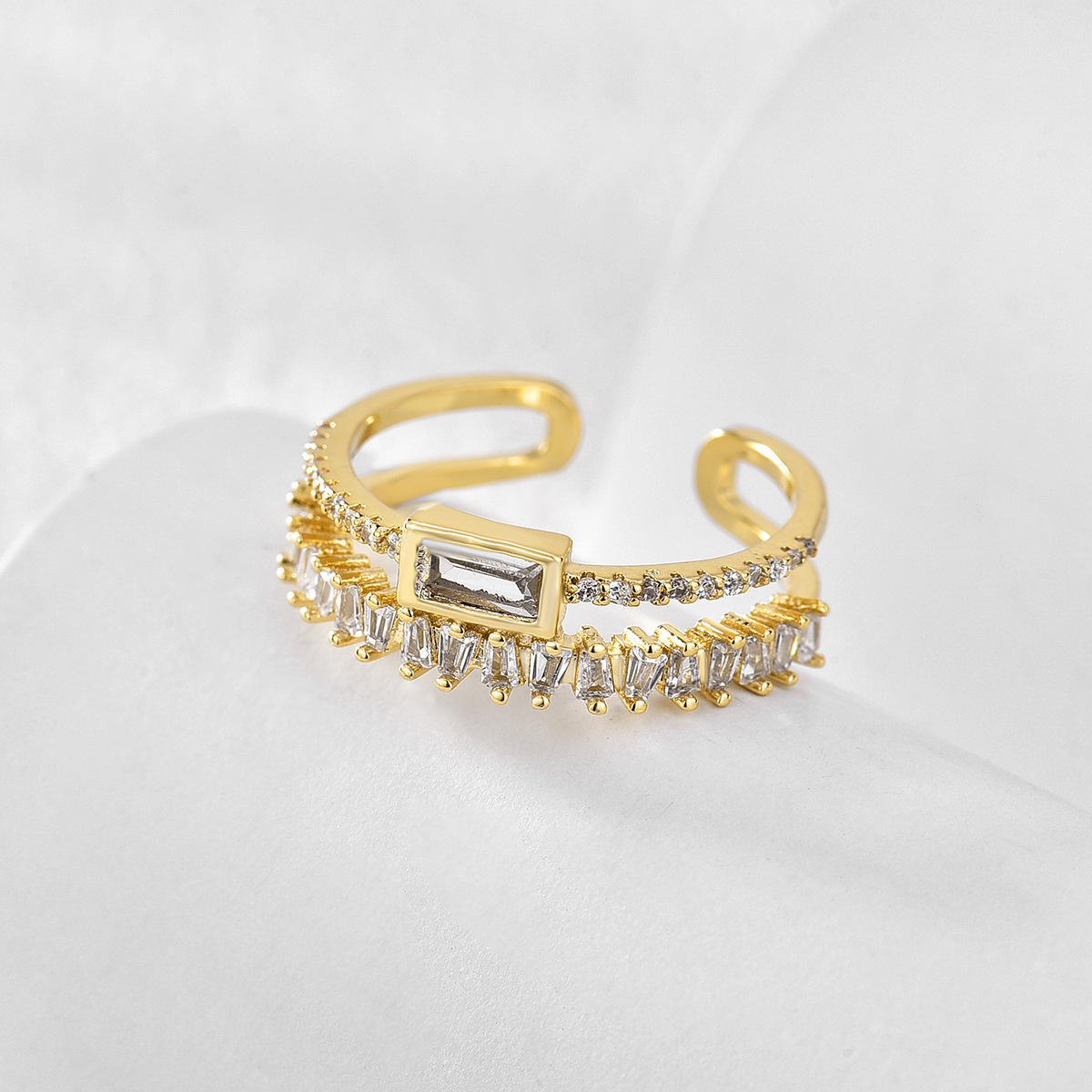 Women's Irregular Double-layer Geometric Ring