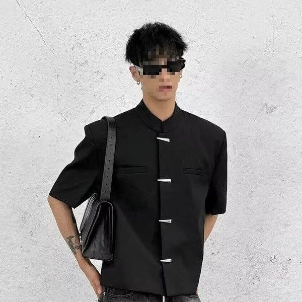 Mens American-style Vintage Dark-patterned Shirt