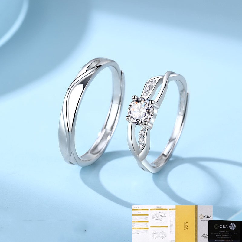 Simple Moissanite Diamond Couple Ring