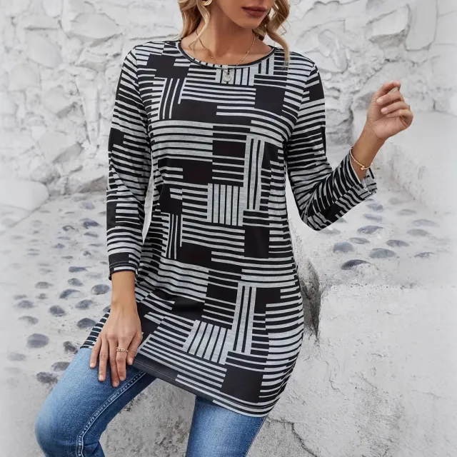 Fashion Casual Crew Neck Top T shirt Women's Clothing Gray - Shop at LoveMi