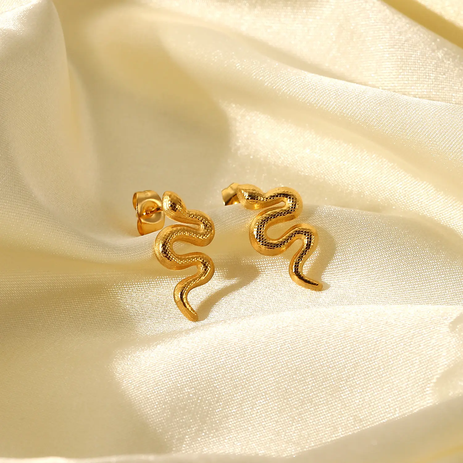 18K Gold Plated Stainless Steel Snake Stud