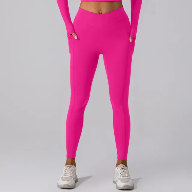 Body Shaping Belly Contraction Sports Running Workout Training Slimming Stretch Leggings Rose Red - Shop at LoveMi