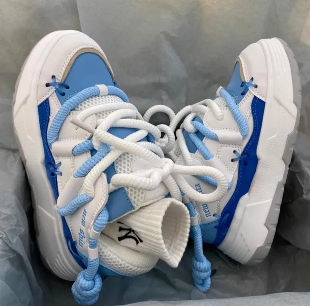 Thick Bottom Retro Height Increasing Couple Clunky Sneakers Blue - Shop at LoveMi