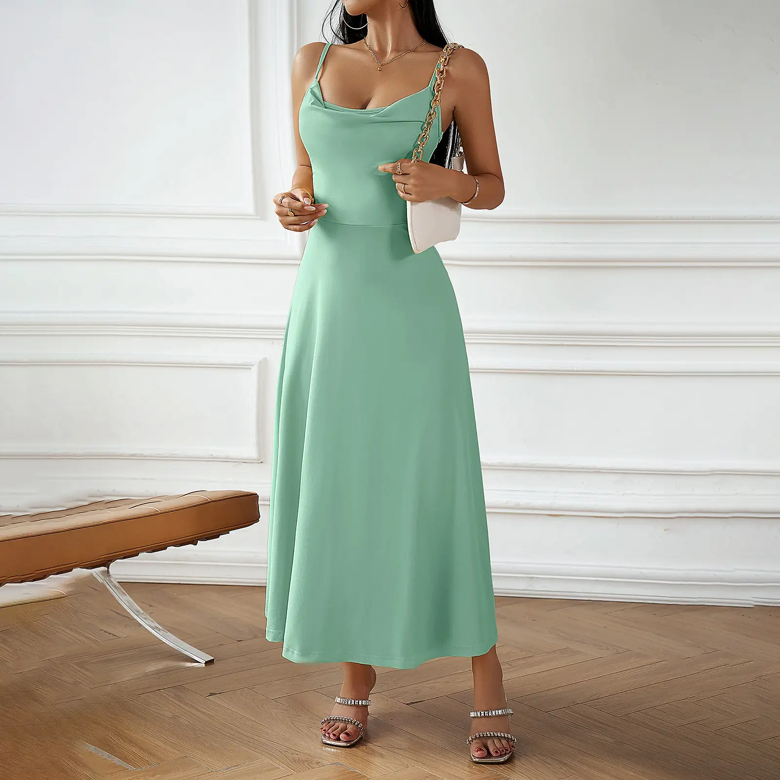 Women's Fashion Casual Solid Color Suspender Skirt