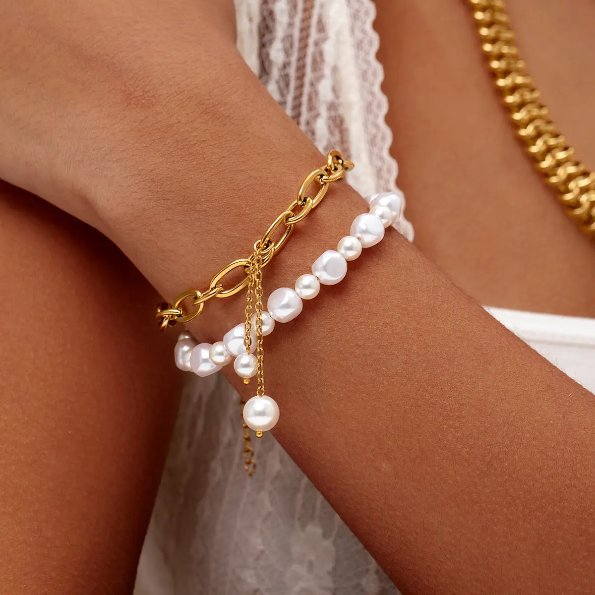 Pearl Titanium Steel Bracelet For Women