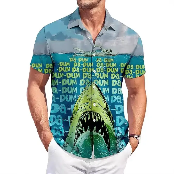 Lapel Top With Digital-print Abstract-style Shirt