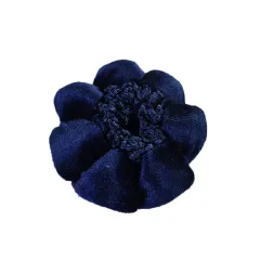 Solid Colour Performance Dance Velvet Headband With Hair Mesh Bag - Navy Blue Flannelette Model - View 1