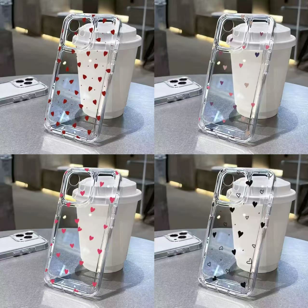 Colored Heart-shaped Hole Transparent Space Phone Case 7