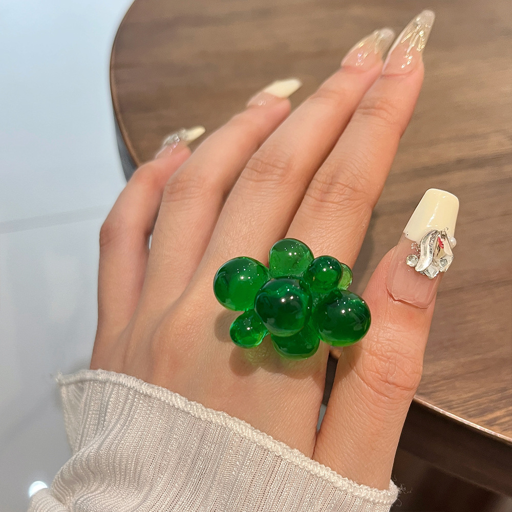 Colorful Transparent Acrylic Grape Cluster Ring