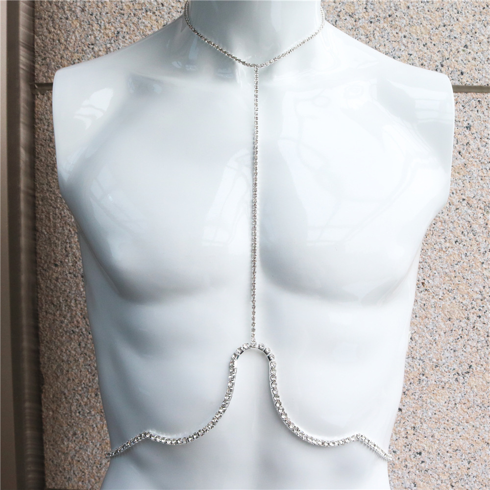 Multi-layer Rhinestone Necklace Waist Chain Nightclub Sexy Bikini Chest Necklace Women