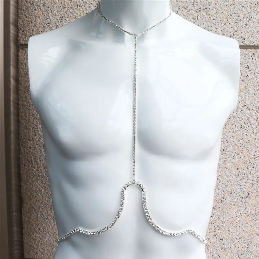 Multi-layer Rhinestone Necklace Waist Chain Nightclub Sexy Bikini Chest Necklace Women