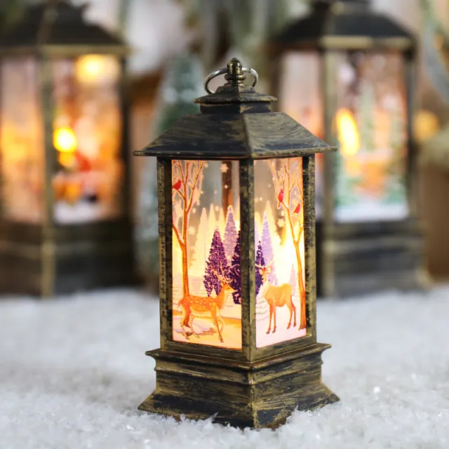 Christmas Candlestick Old Man Snowman Decoration Small Night Lamp Small Brush Goldeer - Shop at LoveMi
