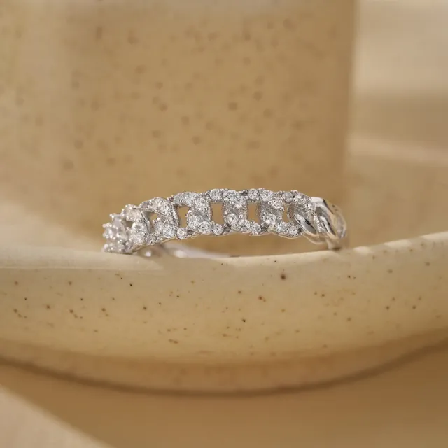 S925 Sterling Silver Full Diamond Twist Ring For Women, Lightweight Luxury And Personality White Gold Color - Shop at LoveMi