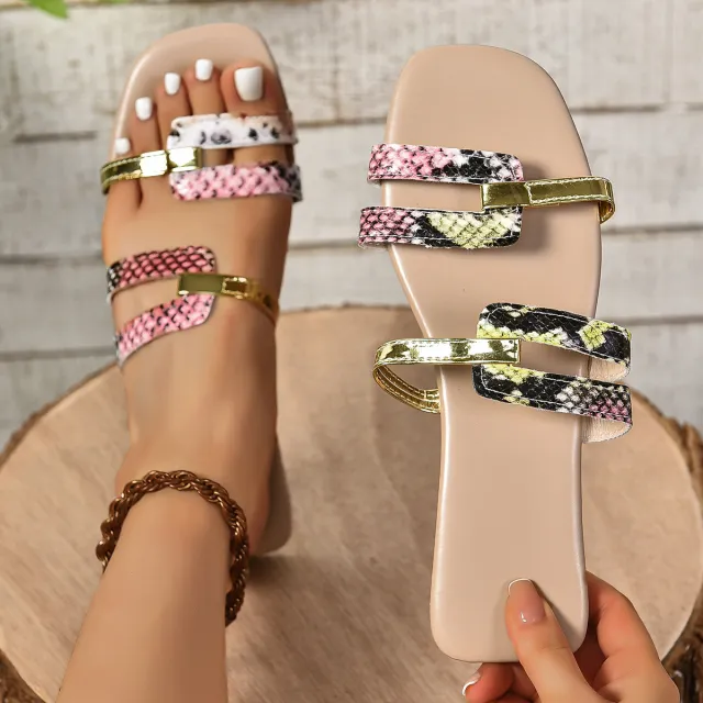 Foreign Trade Large Size Flat Bottom Sandals All match Asymmetric Snake Color 42 - Shop at LoveMi