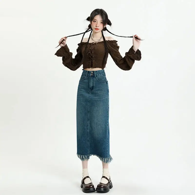 New Style Tummy-control Versatile Loose-fit Denim Skirt