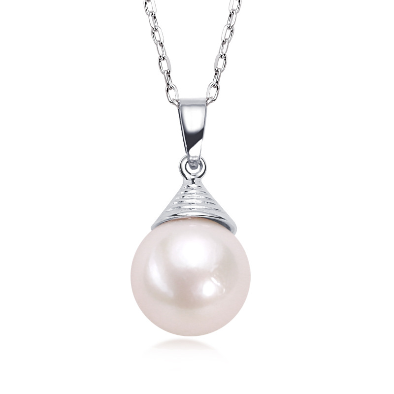 Single Silver Necklace Pearl Pendant