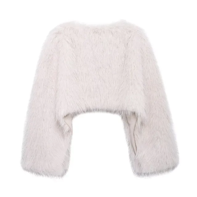 Eco friendly Faux Fur Short Women's Temperament Wild Coat Beige - Shop at LoveMi
