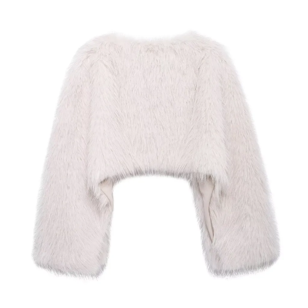 Eco-friendly Faux Fur Short Women's Temperament Wild Coat - Beige