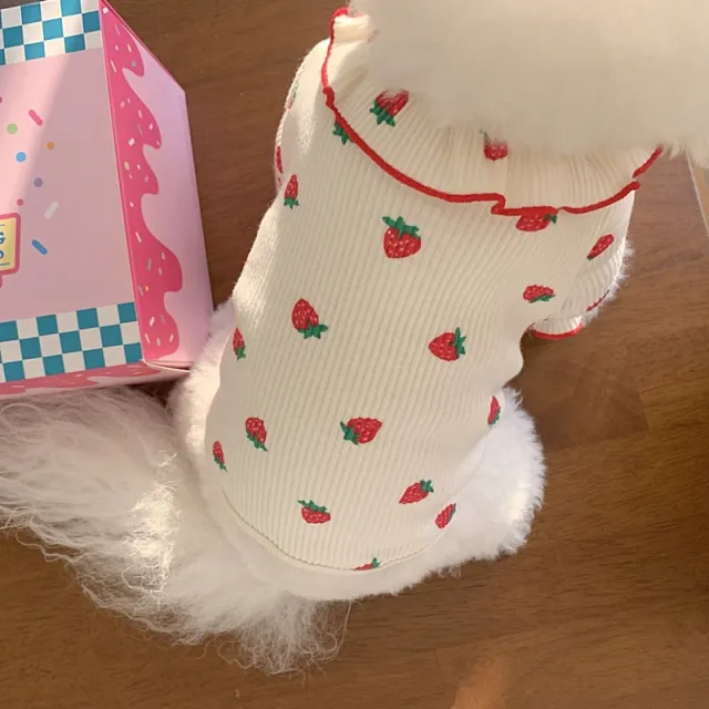 New Pet Strawberry Bottoming Shirt White Strawberry - Shop at LoveMi