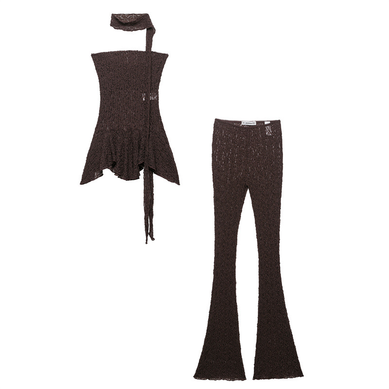 Summer Scarf Lace Top Lace Bell-bottom Pants