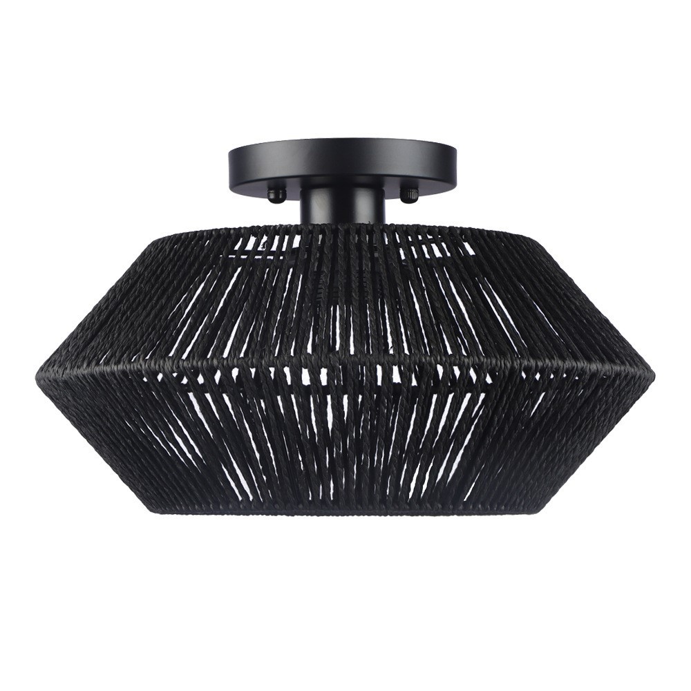 Handmade Vine Woven Aisle Restaurant Balcony Semi-suction Light - Image 3