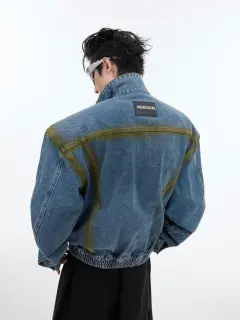 Men's American-style Retro Inkjet Loose Casual Top Denim Jacket - Blue - View 1