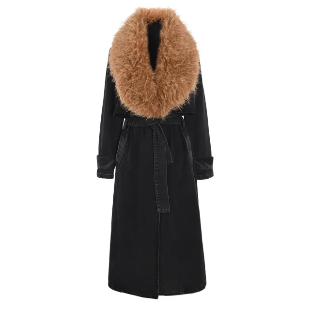 Women's Fashion Denim Trench Coat Black - Shop at LoveMi