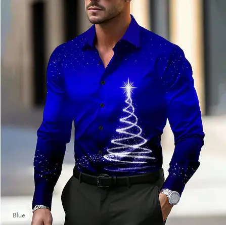 Hawaiian Shirt Printed Men's Long-sleeved Shirt